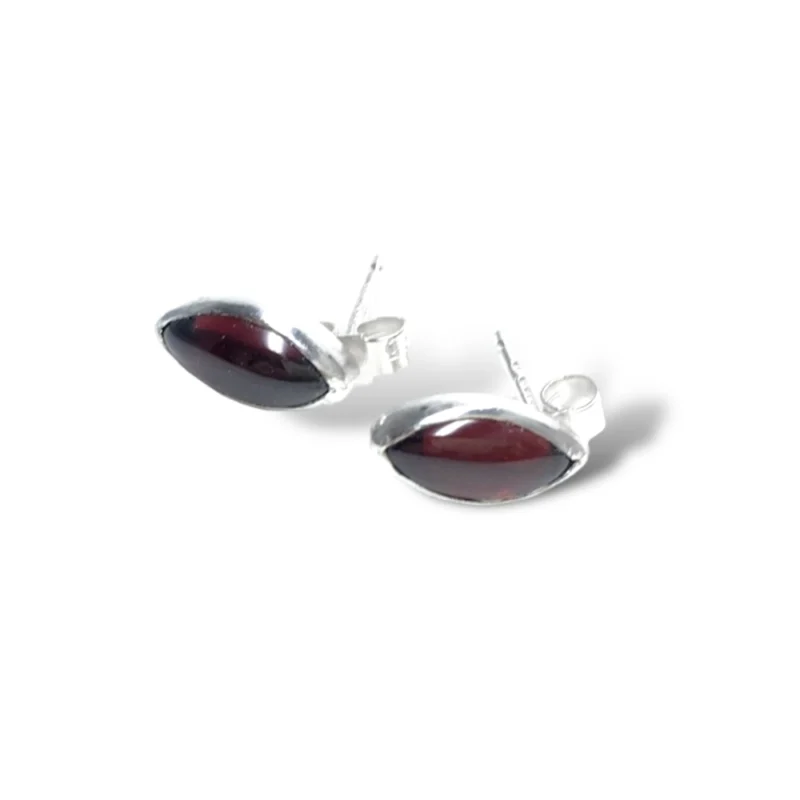 sterling silver and 10x5mm Garnet earrings